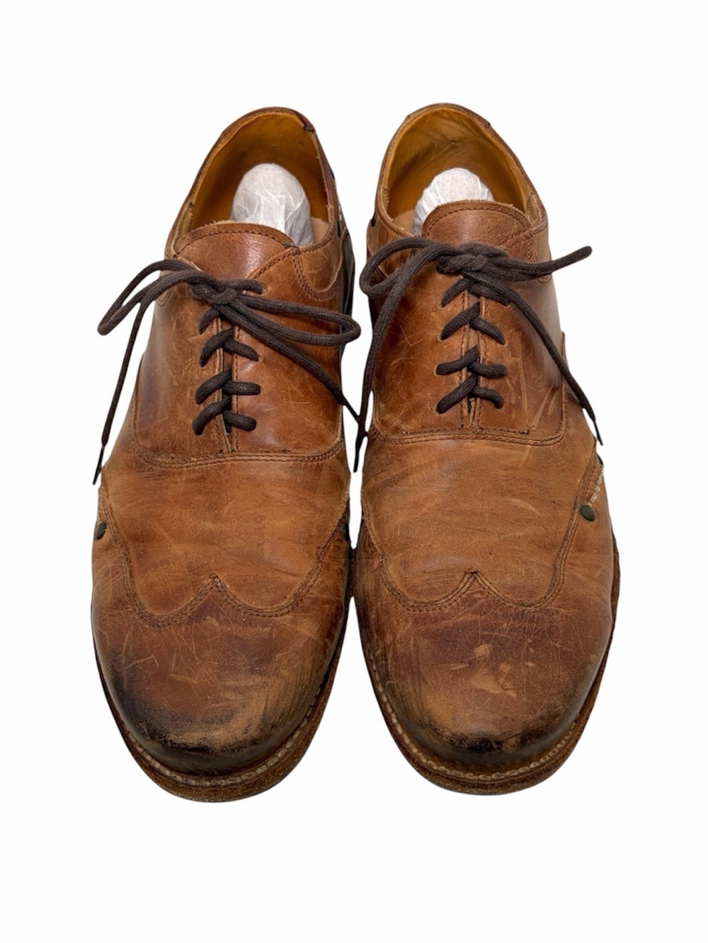 Bed Stu Brando 1736 Wingtip Oxford Shoes Tan Rustic Leather Men’s Size 10